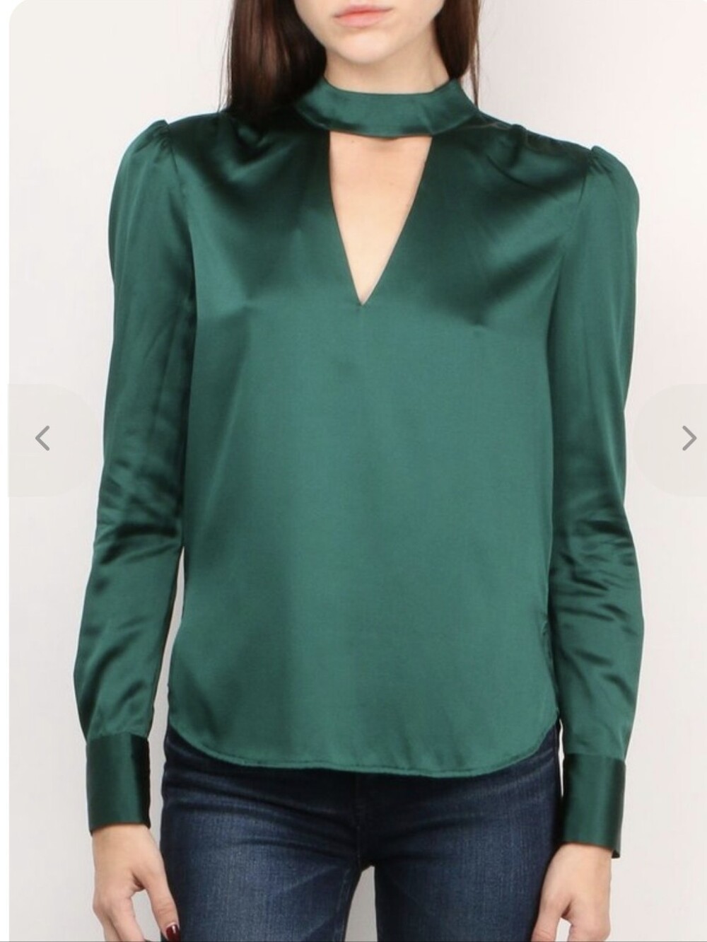 Veronica Beard Women's 4 Green Silk Long Sleeve Silk Tie Neck Blouse Top Shirt